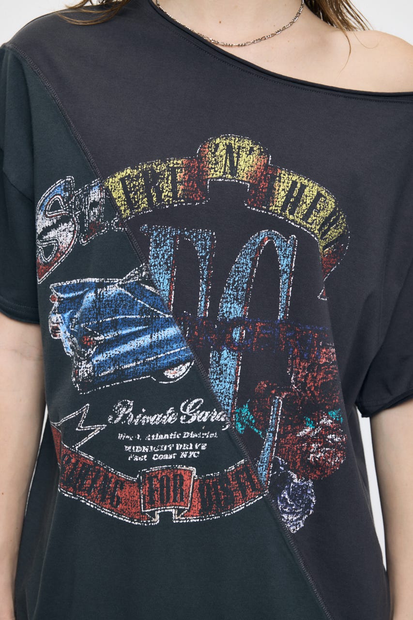 REMAKE LIKE ONE SHOULDER Tシャツ L/BLK FREE