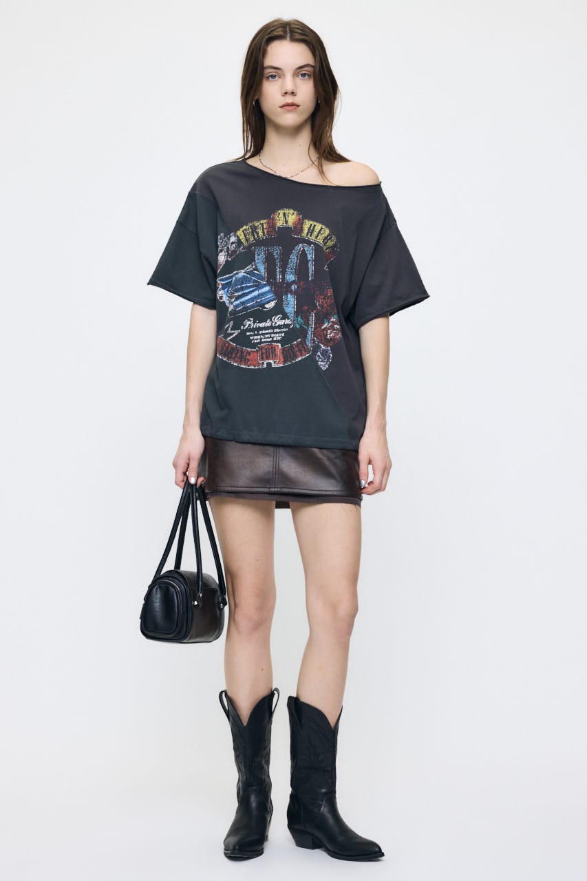 REMAKE LIKE ONE SHOULDER Tシャツ L/BLK FREE