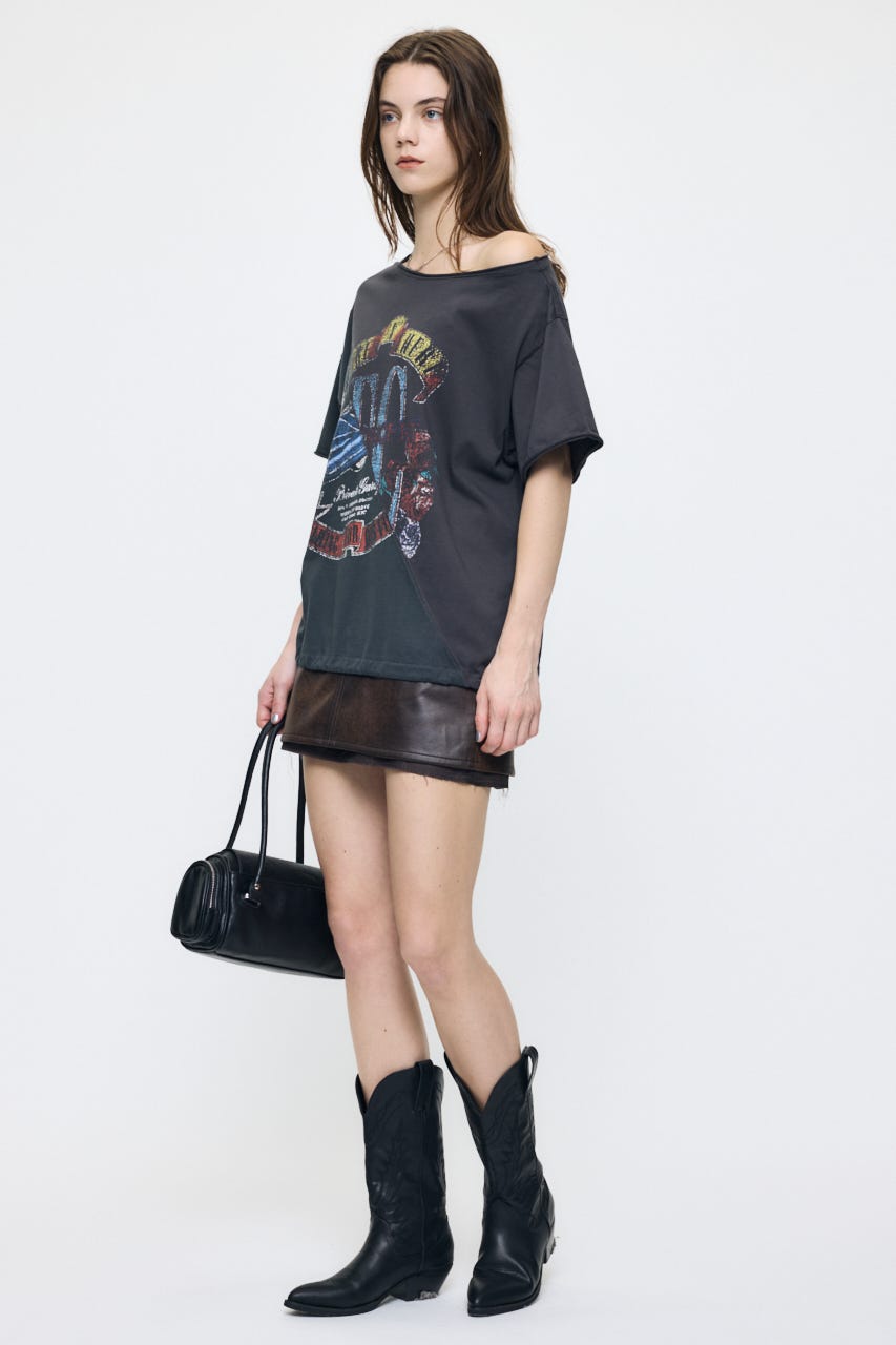 REMAKE LIKE ONE SHOULDER Tシャツ L/BLK FREE