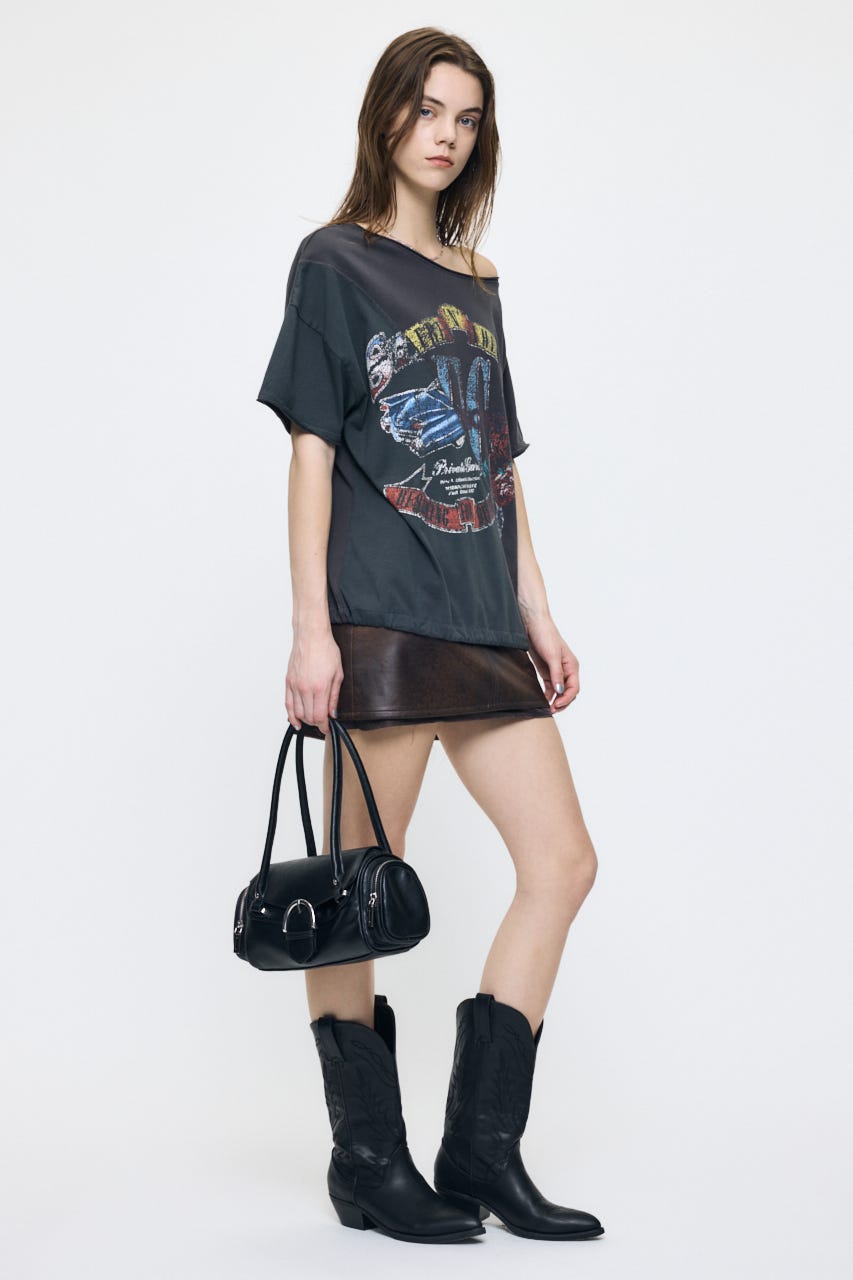 REMAKE LIKE ONE SHOULDER Tシャツ L/BLK FREE
