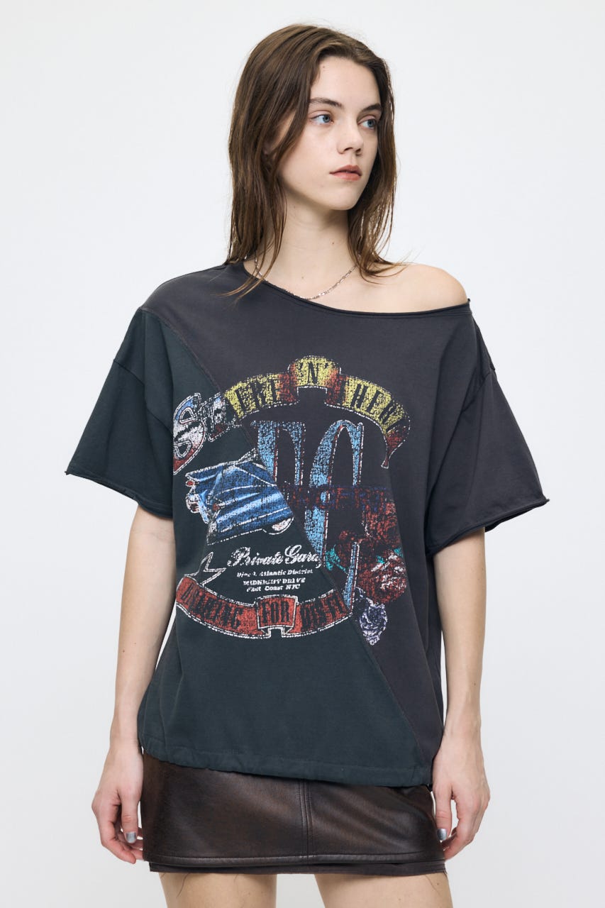 REMAKE LIKE ONE SHOULDER Tシャツ L/BLK FREE