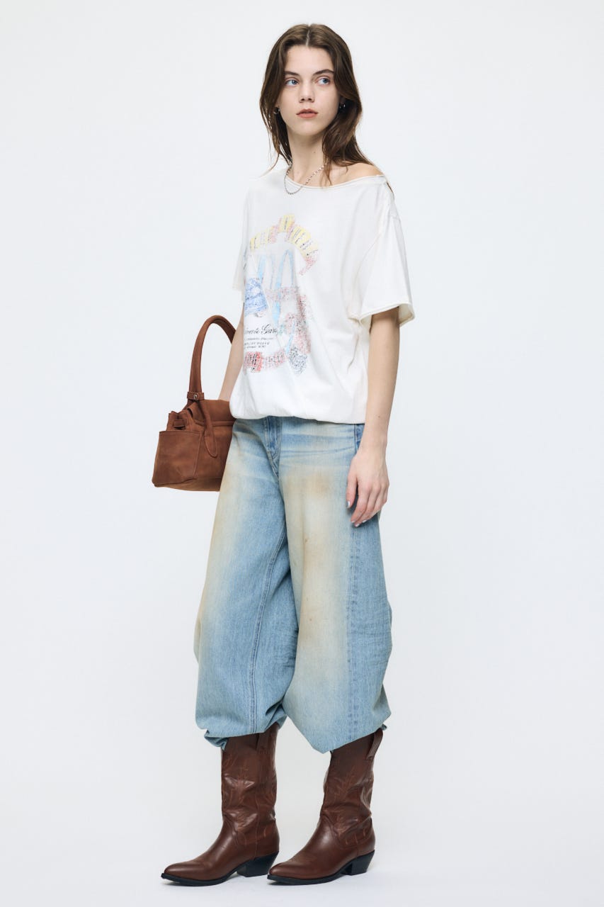 REMAKE LIKE ONE SHOULDER Tシャツ O/WHT FREE