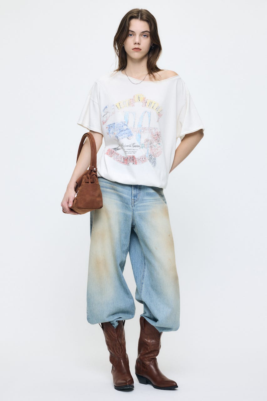 REMAKE LIKE ONE SHOULDER Tシャツ O/WHT FREE