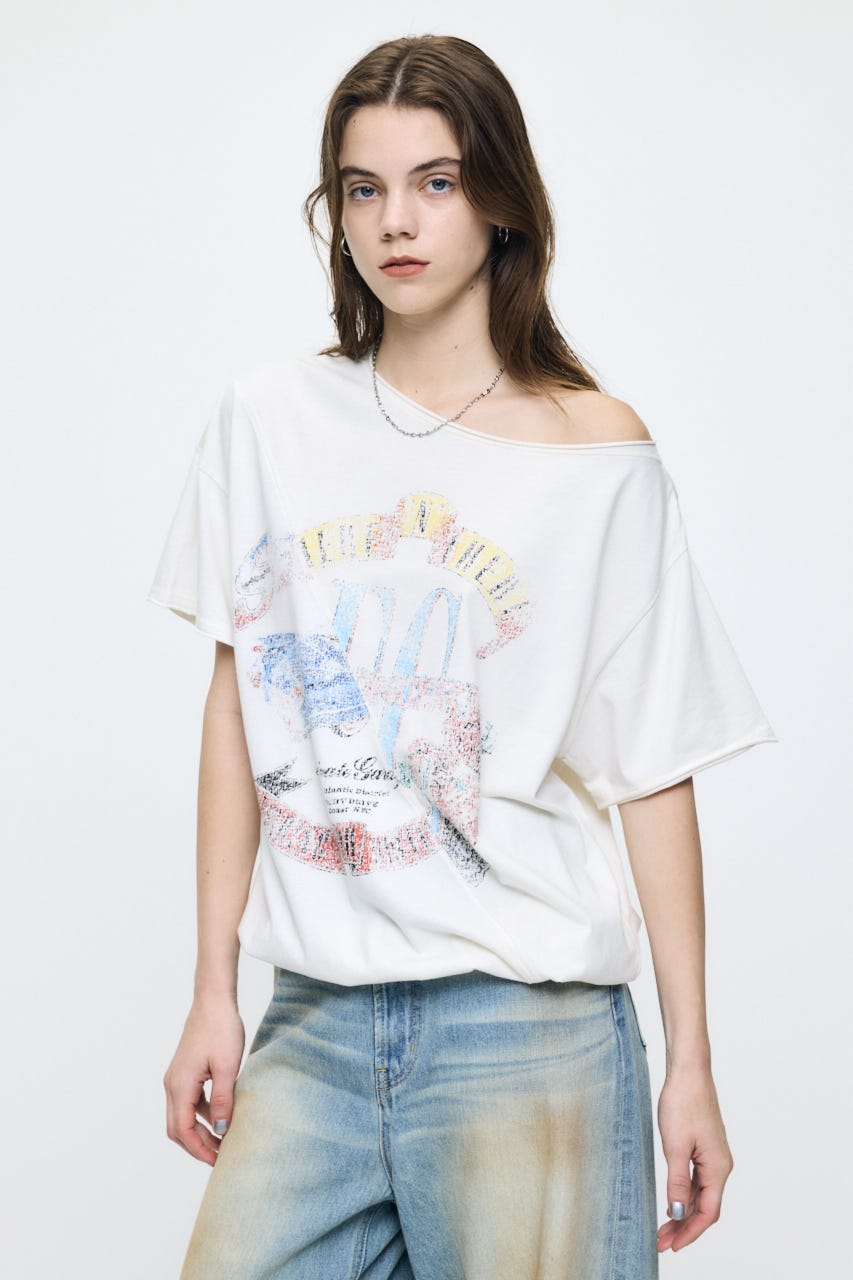 REMAKE LIKE ONE SHOULDER Tシャツ O/WHT FREE