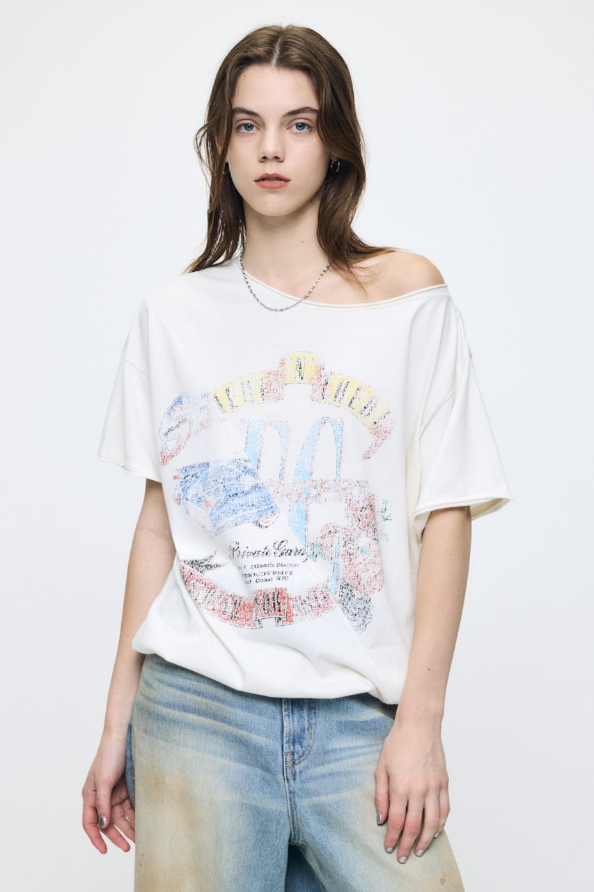 REMAKE LIKE ONE SHOULDER Tシャツ O/WHT FREE