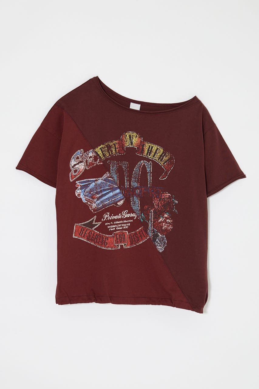 REMAKE LIKE ONE SHOULDER Tシャツ RED FREE