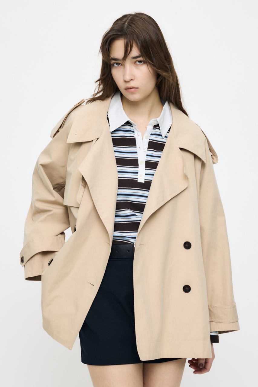 SHORT TRENCH コート BEG FREE