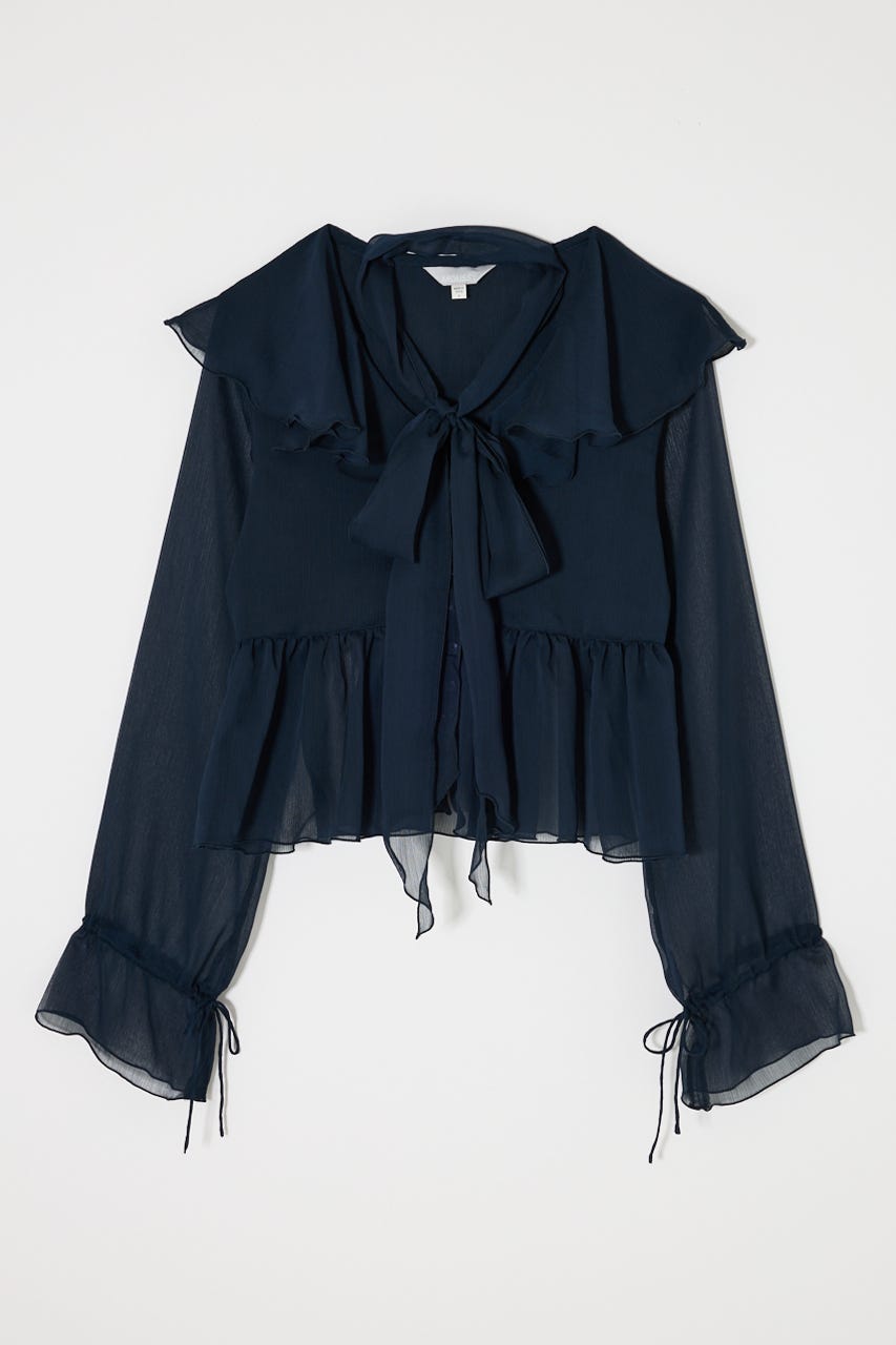 BOW TIE CHIFFON ブラウス NVY FREE