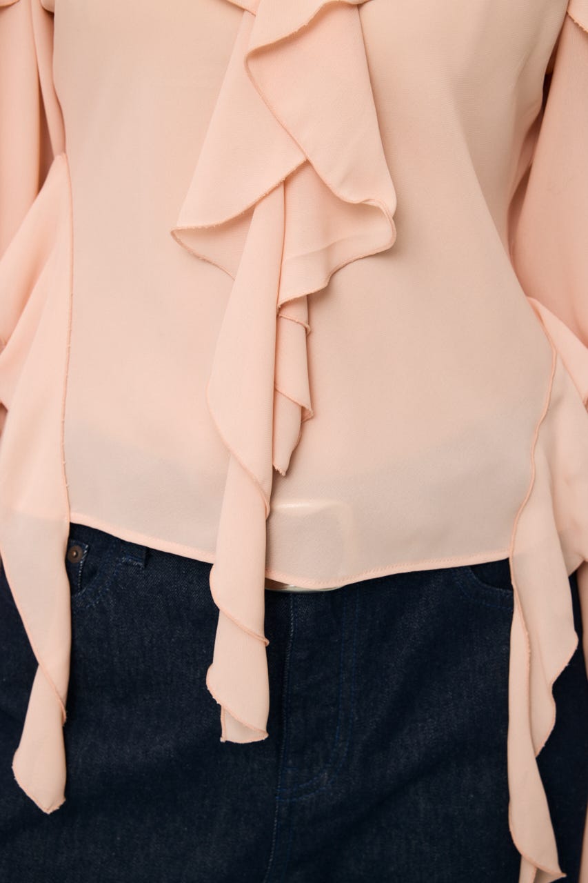 CHIFFON RUFFLE  ブラウス L/PNK FREE