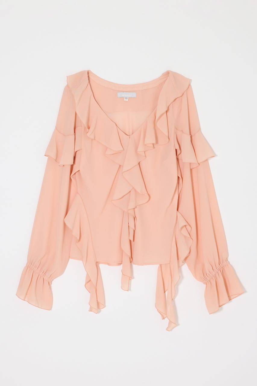 CHIFFON RUFFLE  ブラウス L/PNK FREE