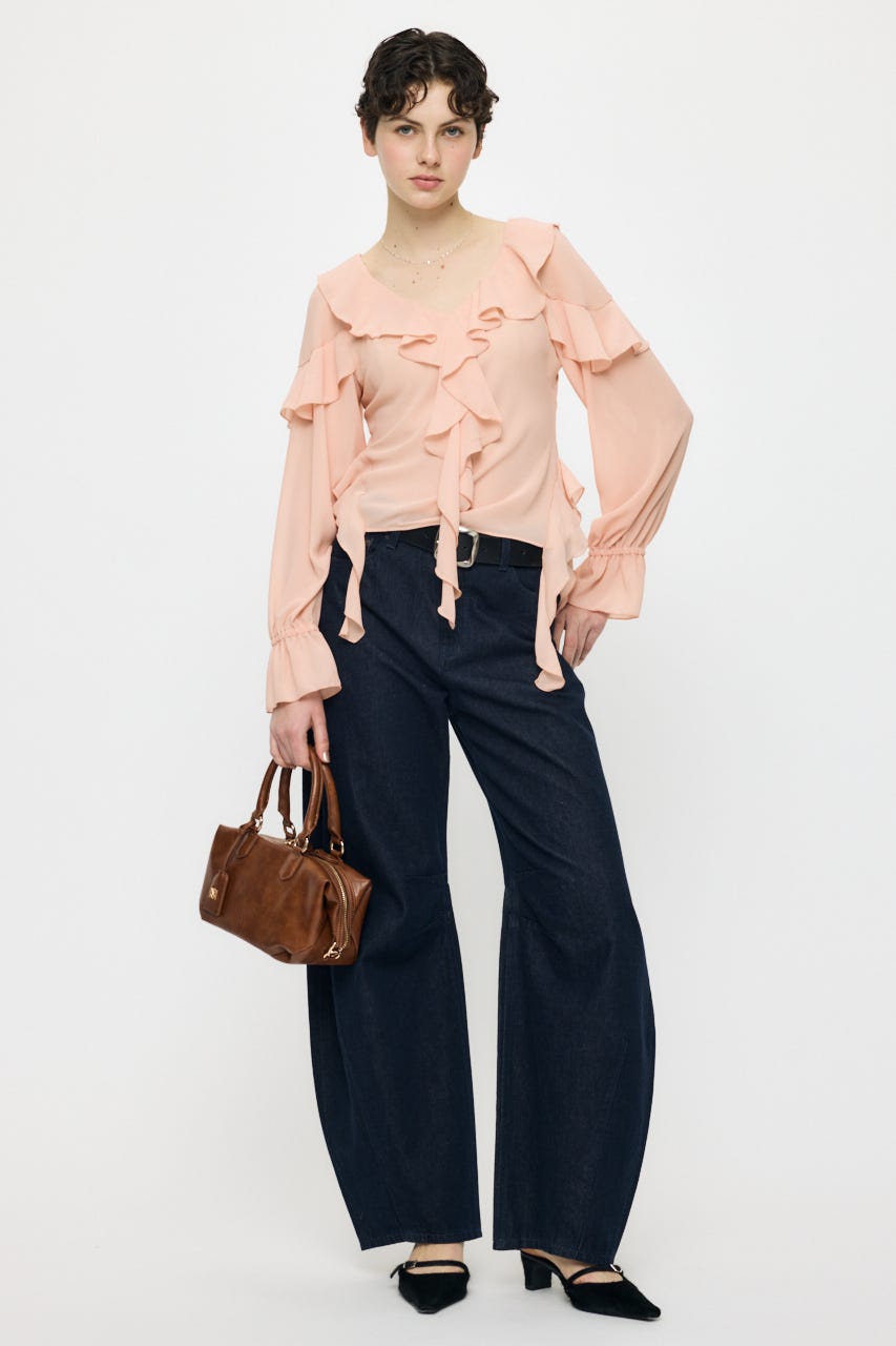 CHIFFON RUFFLE  ブラウス L/PNK FREE