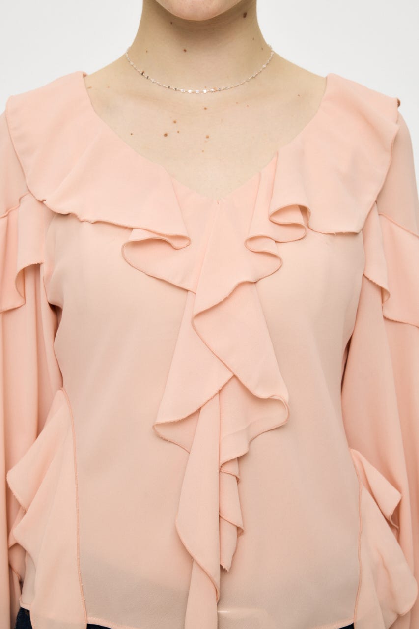 CHIFFON RUFFLE  ブラウス L/PNK FREE