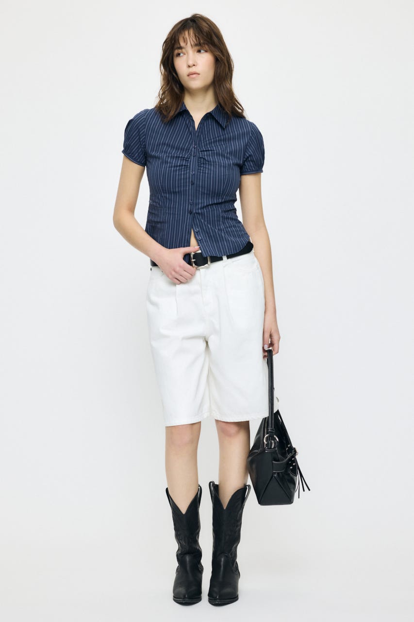 SHORT SLEEVE FIT シャツ 柄NVY 1