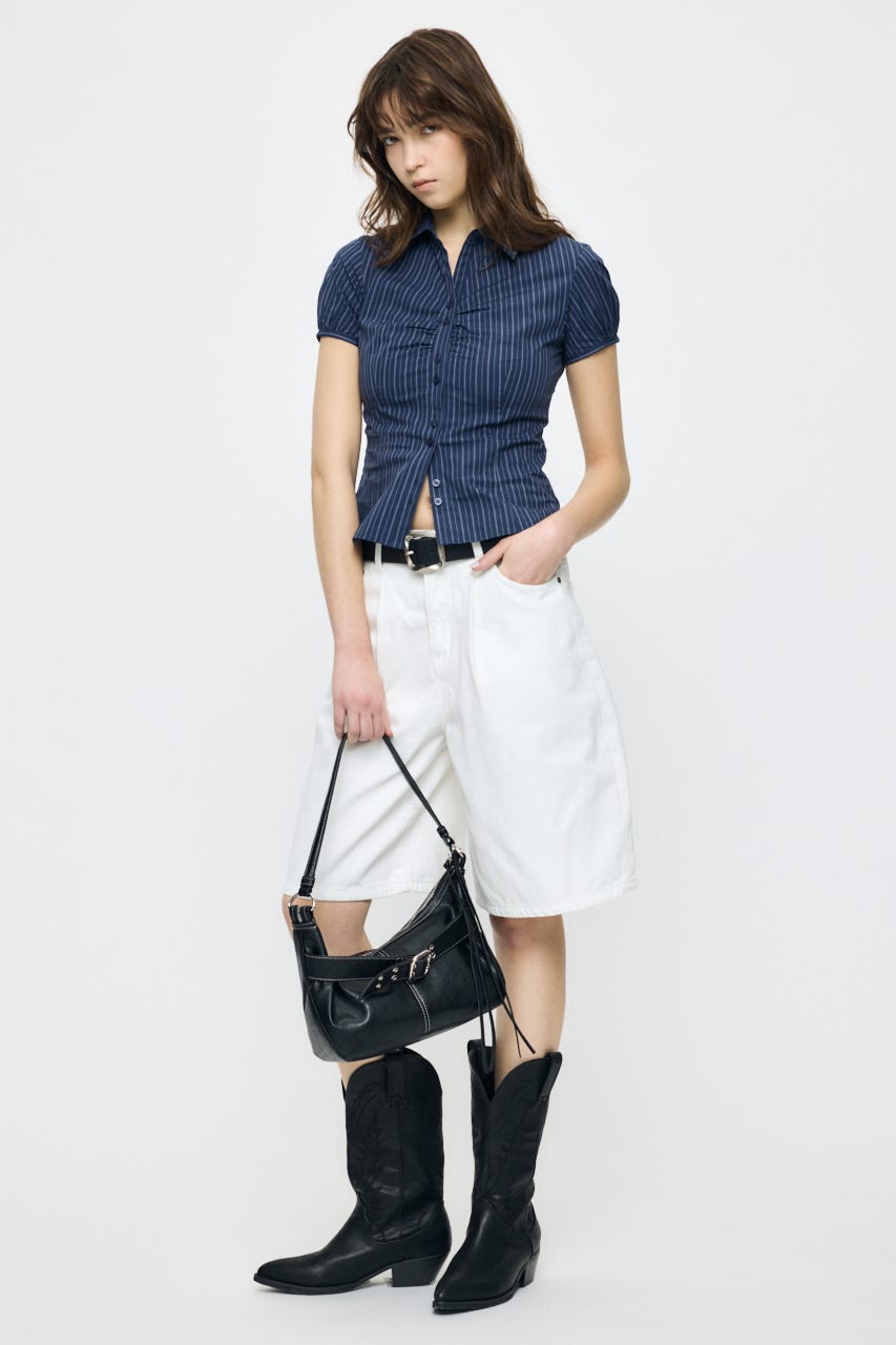 SHORT SLEEVE FIT シャツ 柄NVY 1