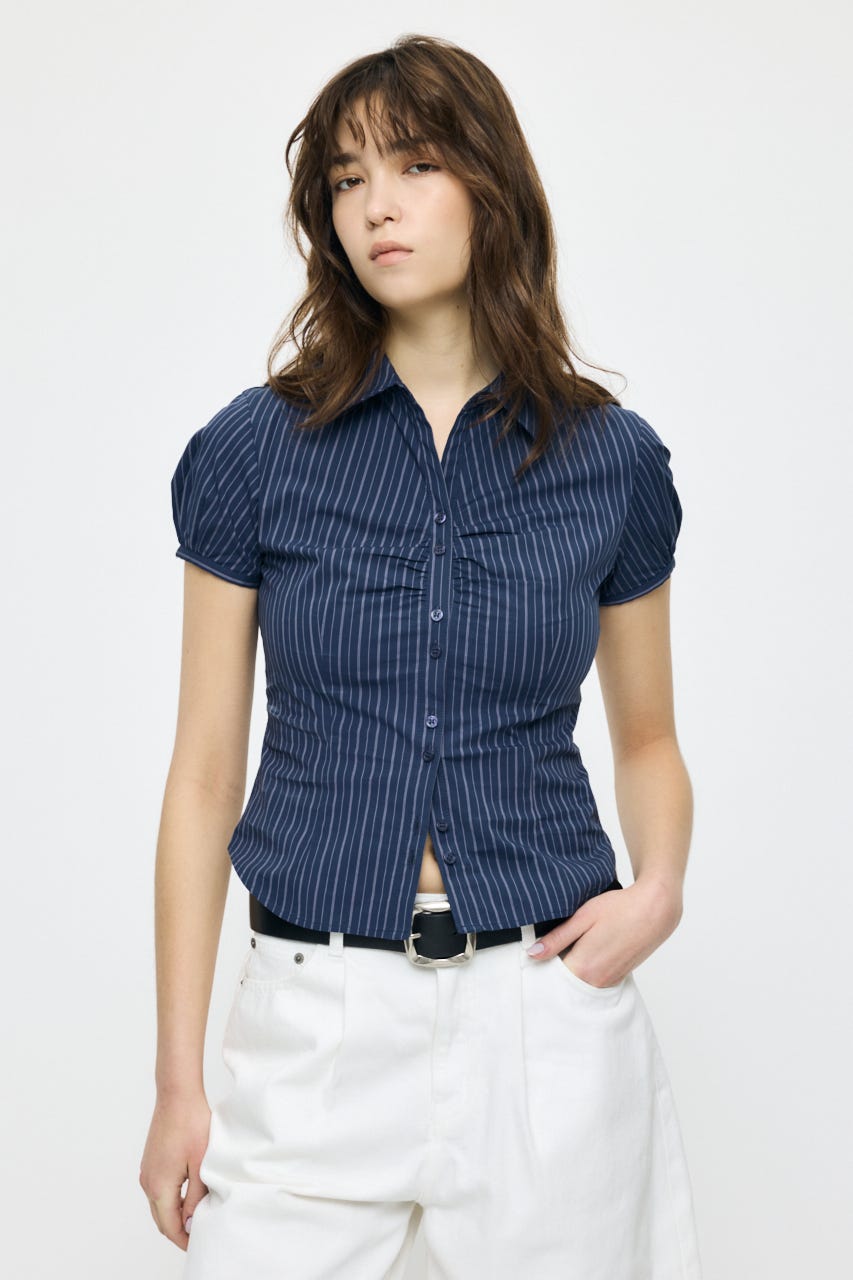 SHORT SLEEVE FIT シャツ 柄NVY 1