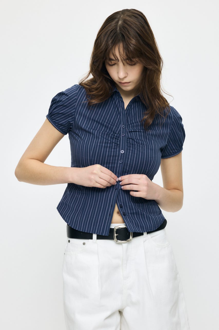 SHORT SLEEVE FIT シャツ 柄NVY 1