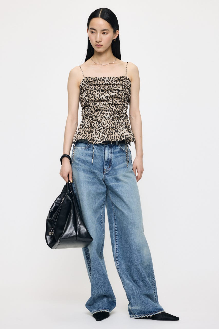 SATIN GATHER キャミ 柄BRN FREE