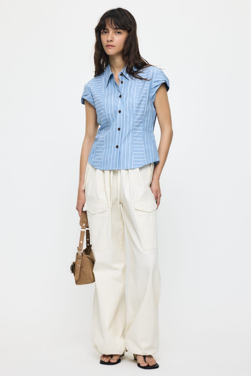 STRIPE FIT ブラウス BLU FREE