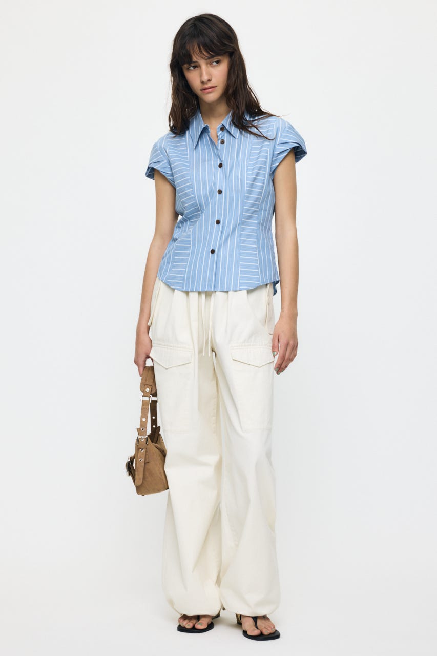 STRIPE FIT ブラウス BLU FREE