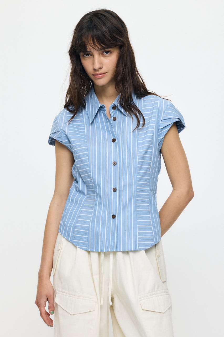 STRIPE FIT ブラウス BLU FREE