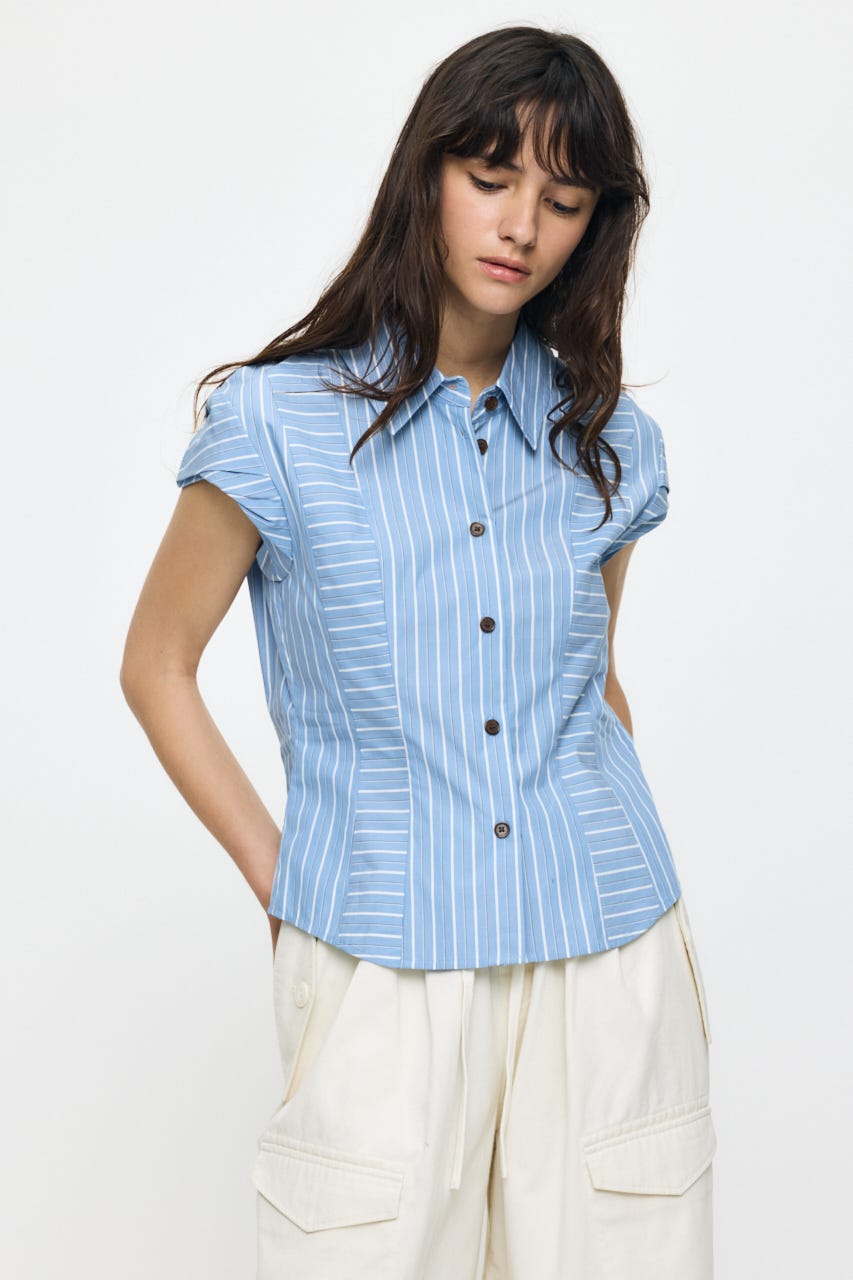 STRIPE FIT ブラウス BLU FREE