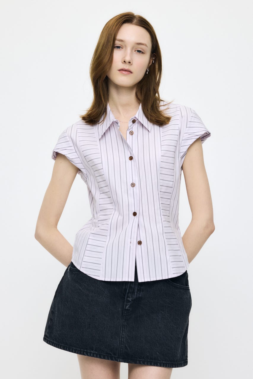 STRIPE FIT ブラウス PNK FREE