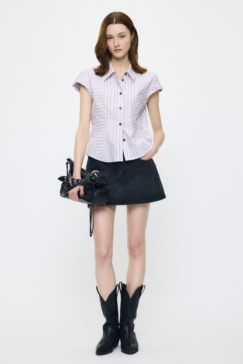 STRIPE FIT ブラウス PNK FREE