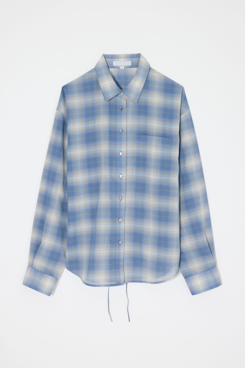 FADE CHECK SHEER OVER シャツ 柄BLU FREE