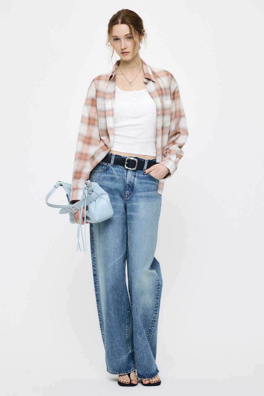 FADE CHECK SHEER OVER シャツ 柄ORG FREE