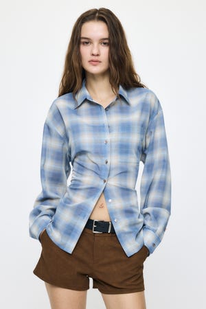 FADE CHECK SHEER OVER シャツ