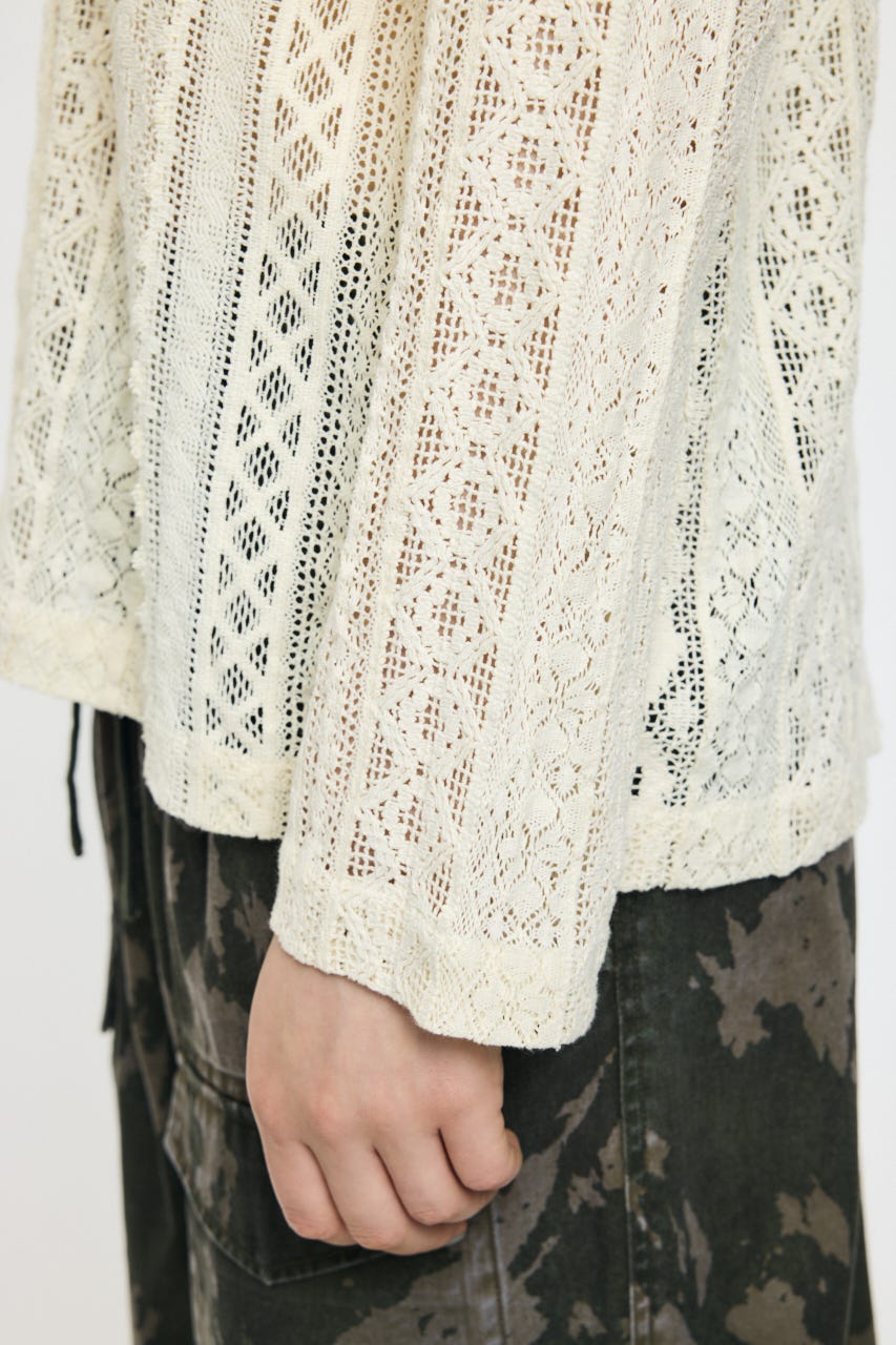 OPEN COLLAR LACE シャツ IVOY FREE