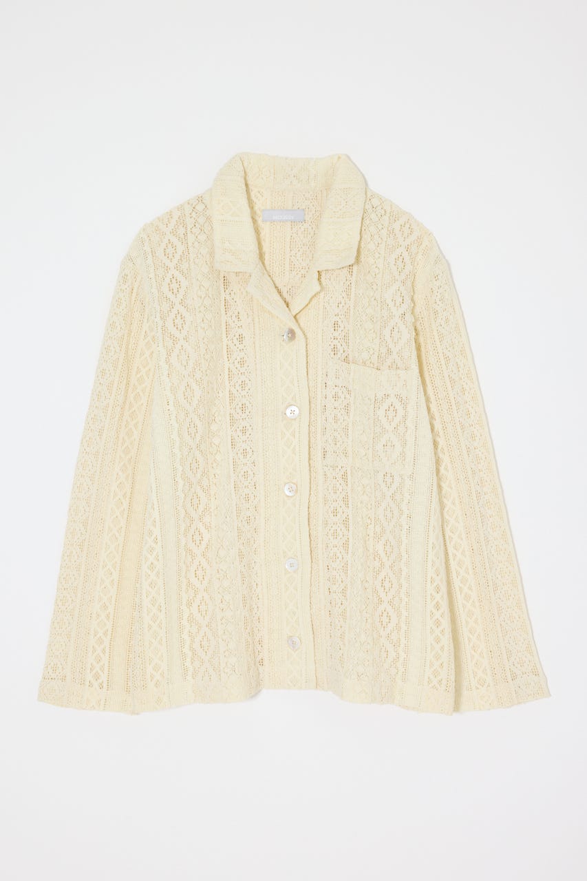 OPEN COLLAR LACE シャツ IVOY FREE