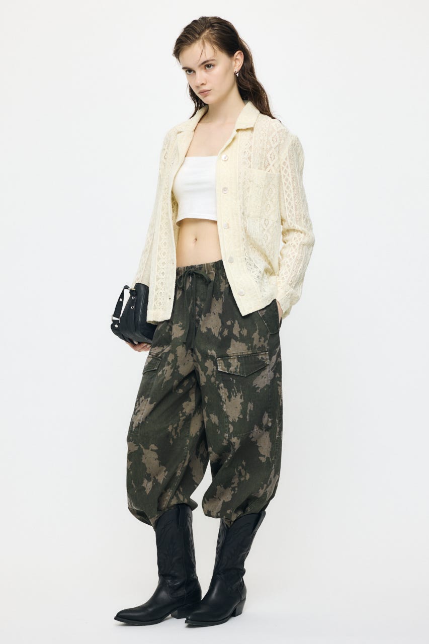 OPEN COLLAR LACE シャツ IVOY FREE