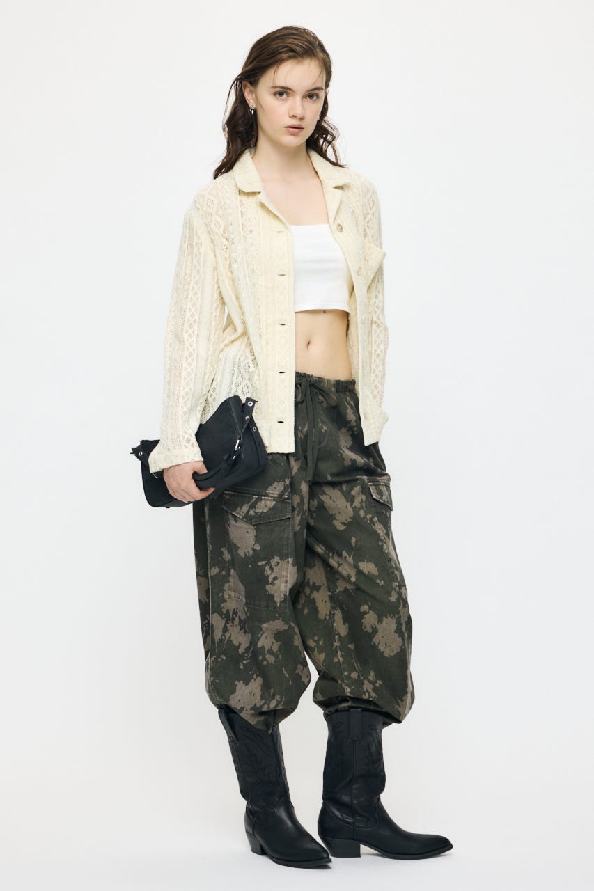 OPEN COLLAR LACE シャツ IVOY FREE