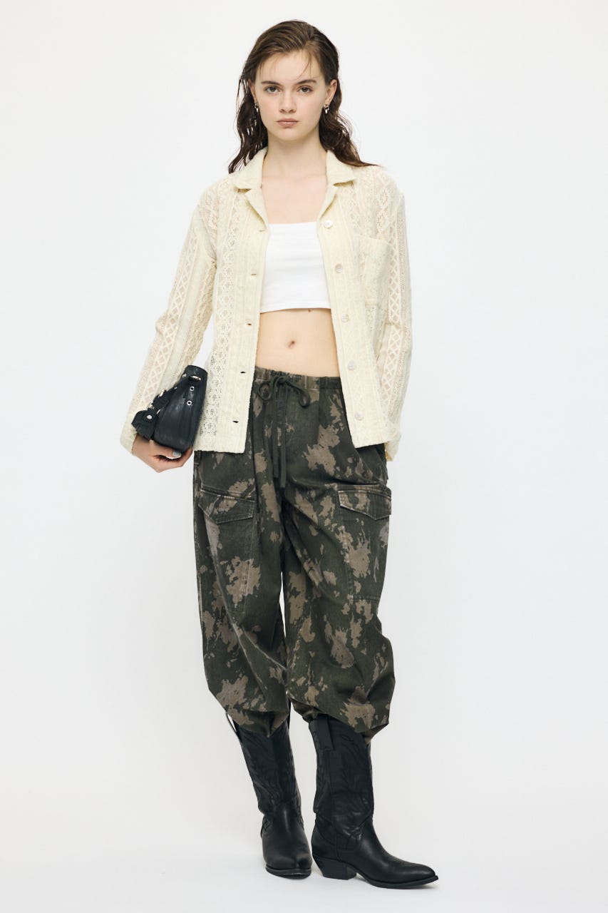 OPEN COLLAR LACE シャツ IVOY FREE