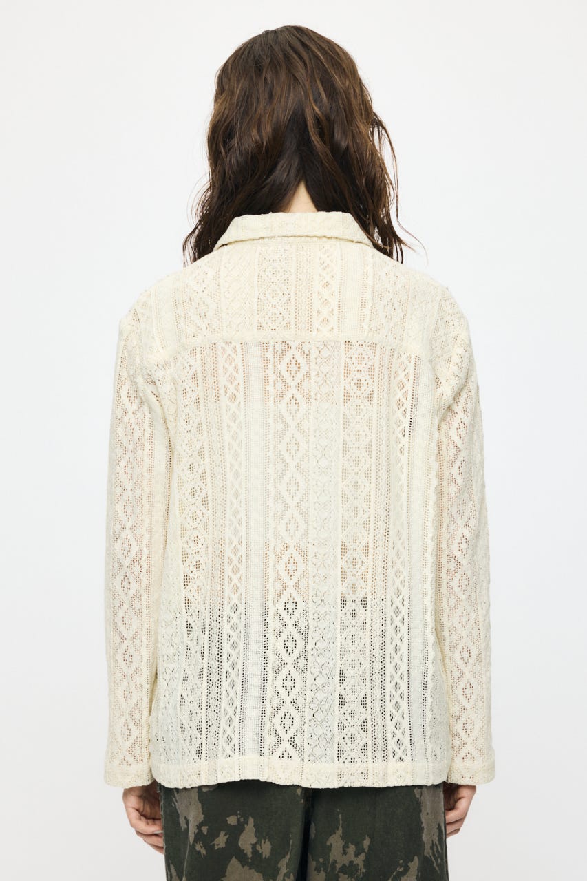 OPEN COLLAR LACE シャツ IVOY FREE