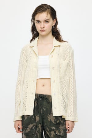 OPEN COLLAR LACE シャツ