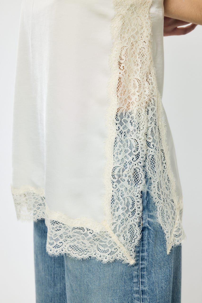 LACE TRIM SATIN キャミ IVOY FREE