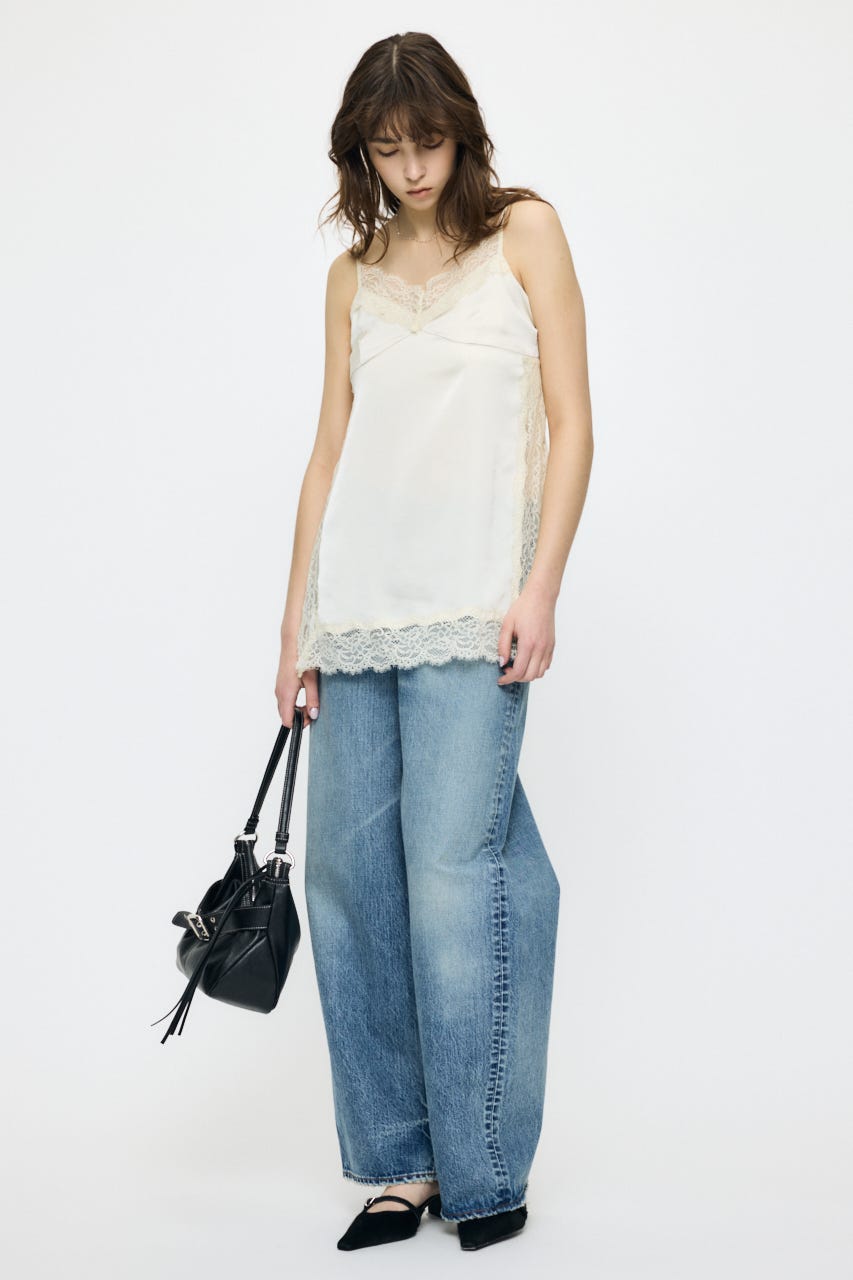 LACE TRIM SATIN キャミ IVOY FREE