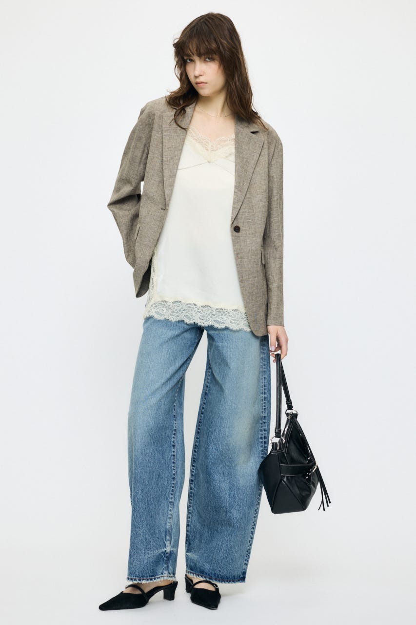 LACE TRIM SATIN キャミ IVOY FREE