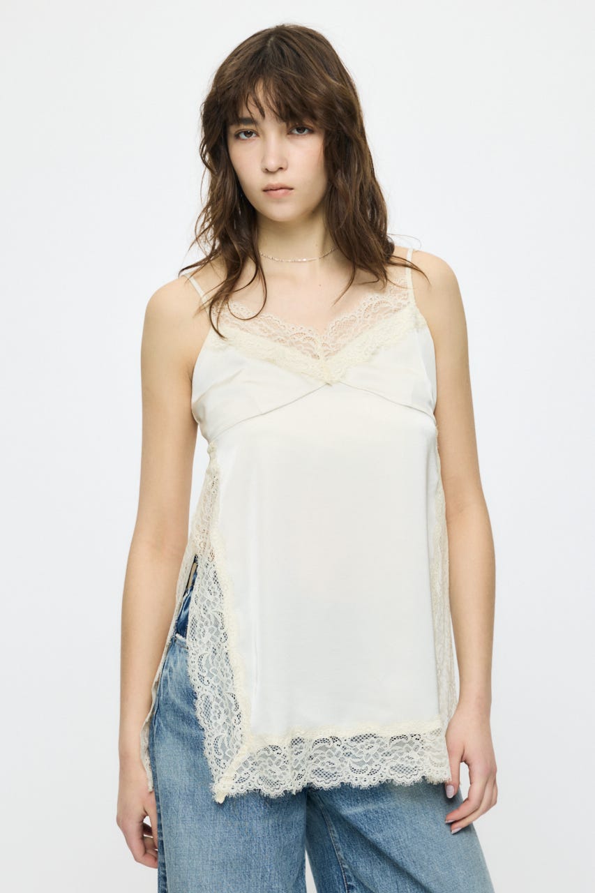 LACE TRIM SATIN キャミ IVOY FREE