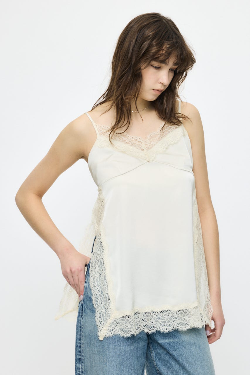 LACE TRIM SATIN キャミ IVOY FREE
