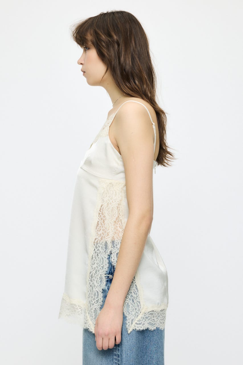 LACE TRIM SATIN キャミ IVOY FREE