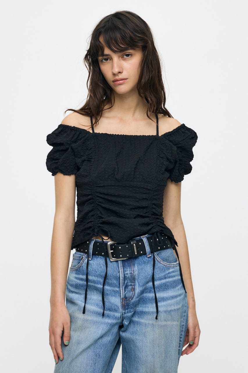 MULTIWAY GATHER ブラウス BLK FREE