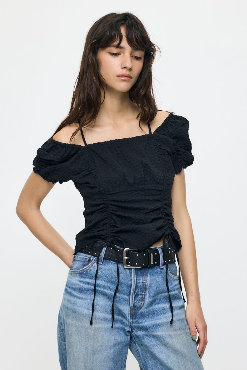 MULTIWAY GATHER ブラウス BLK FREE