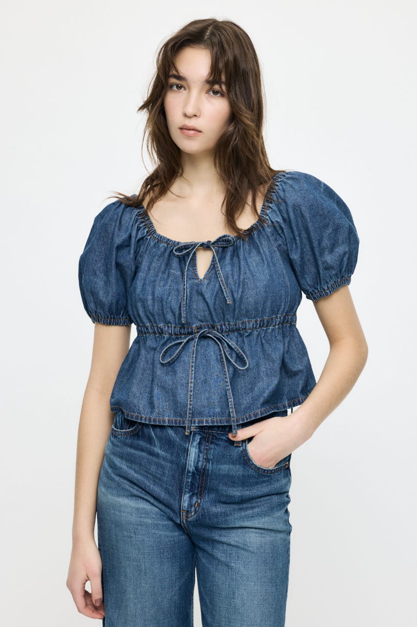【SS先行アイテム】DENIM PUFF ブラウス BLU FREE
