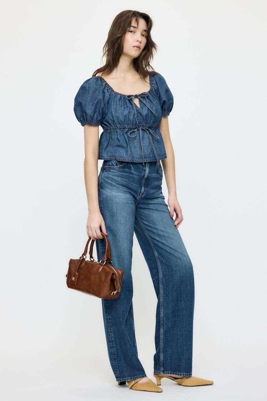 【SS先行アイテム】DENIM PUFF ブラウス BLU FREE