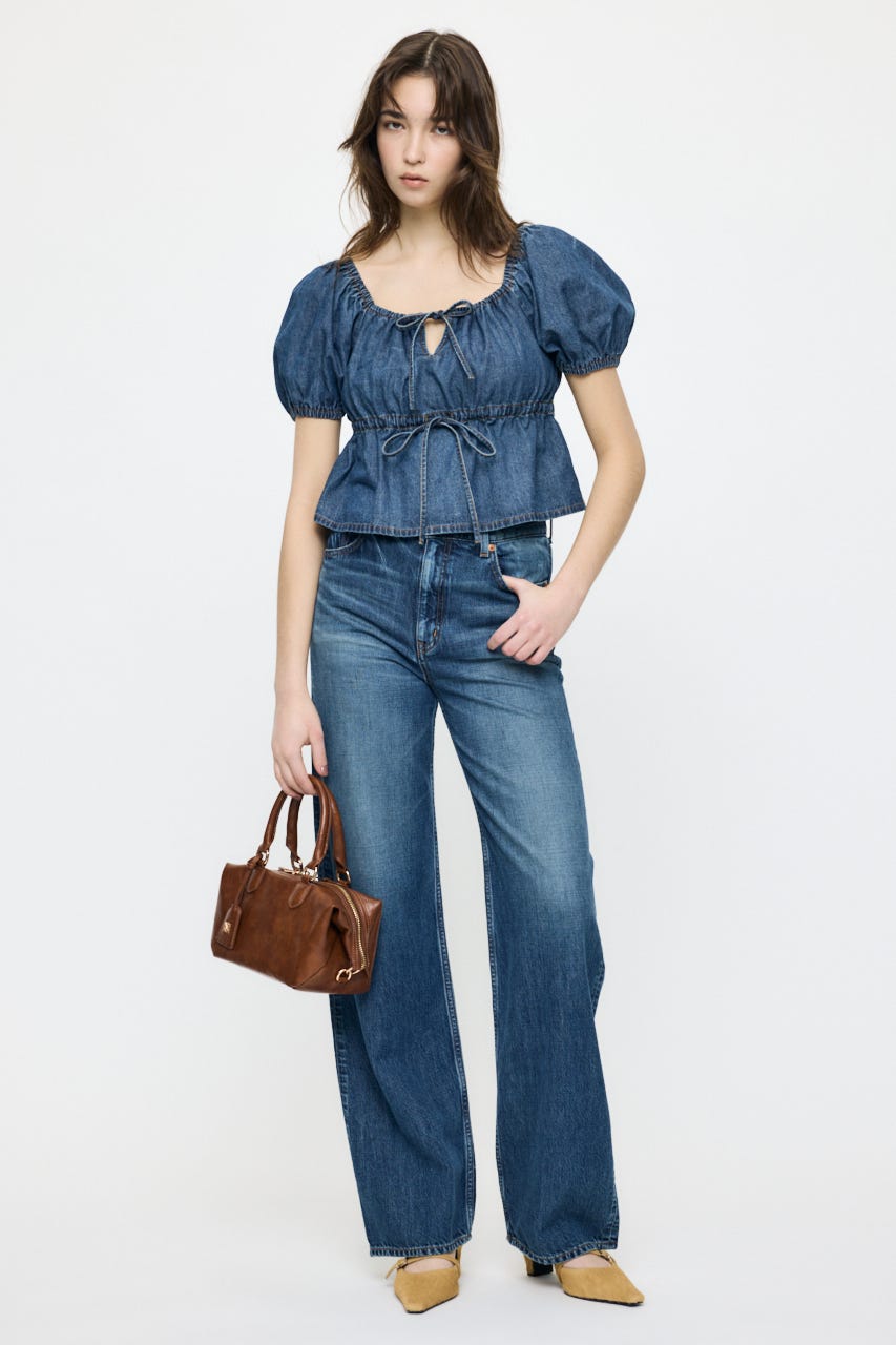 【SS先行アイテム】DENIM PUFF ブラウス BLU FREE