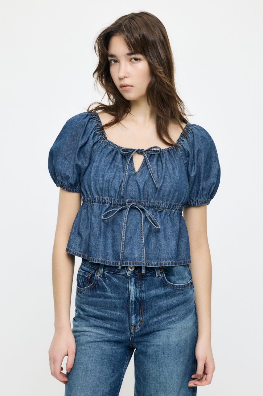 【SS先行アイテム】DENIM PUFF ブラウス BLU FREE