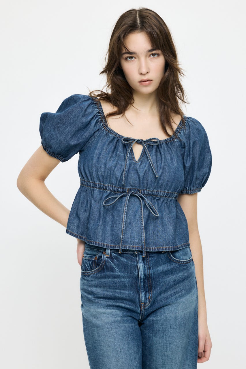 【SS先行アイテム】DENIM PUFF ブラウス BLU FREE